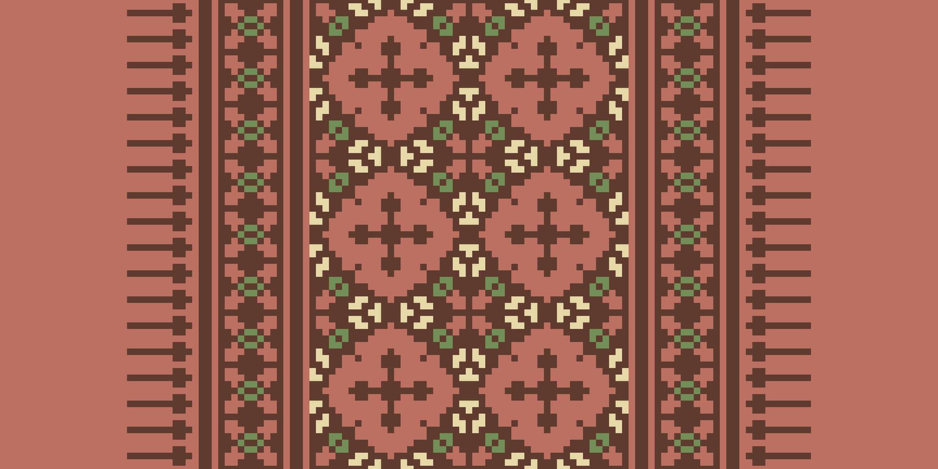Bukhara pattern Seamless Native American, Motif embroidery, Pixel Ikat embroidery Design for Print endless arabesque cloth dupatta shawl bandana print silk kurta men vector