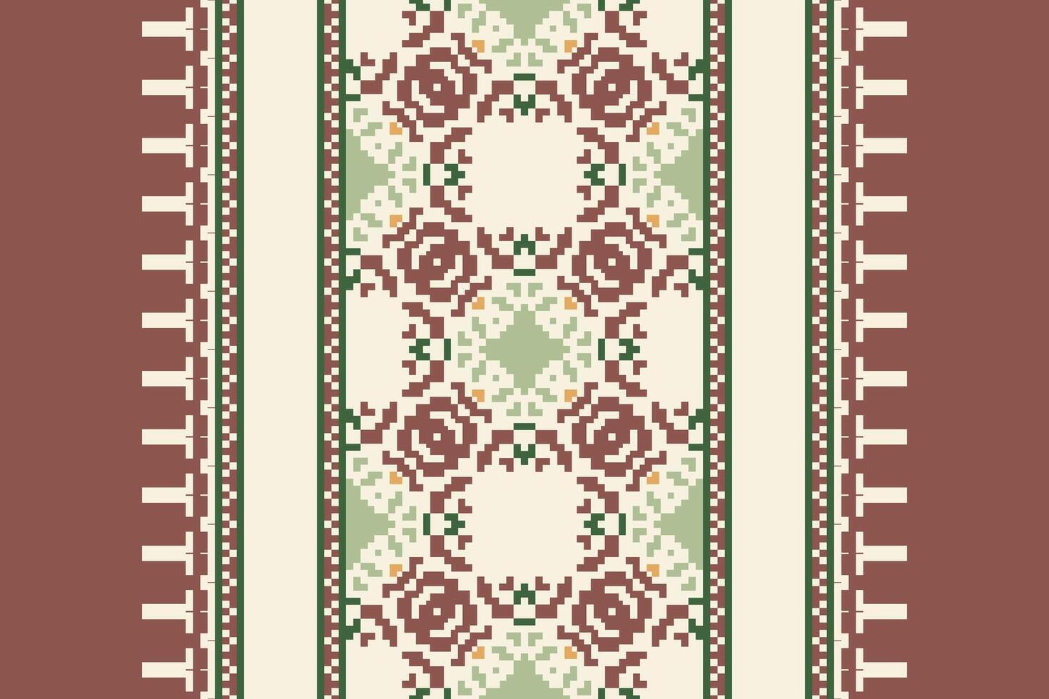 Kurti Pattern Seamless Native American, Motif embroidery, Pixel Ikat embroidery Design for Print vyshyvanka placemat quilt sarong sarong beach kurtis Indian motifs vector