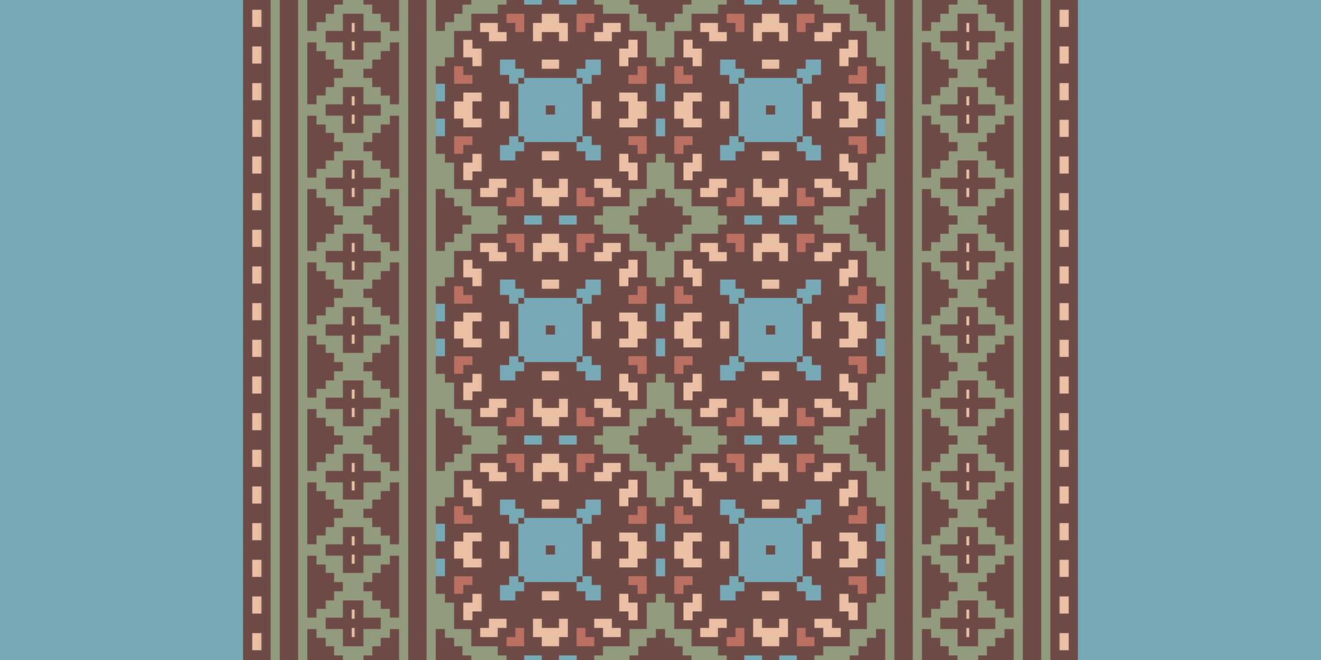 Bukhara pattern Seamless Bandana print silk Motif embroidery, Pixel Ikat embroidery Design for Print scandinavian pattern saree ethnic nativity gypsy pattern vector