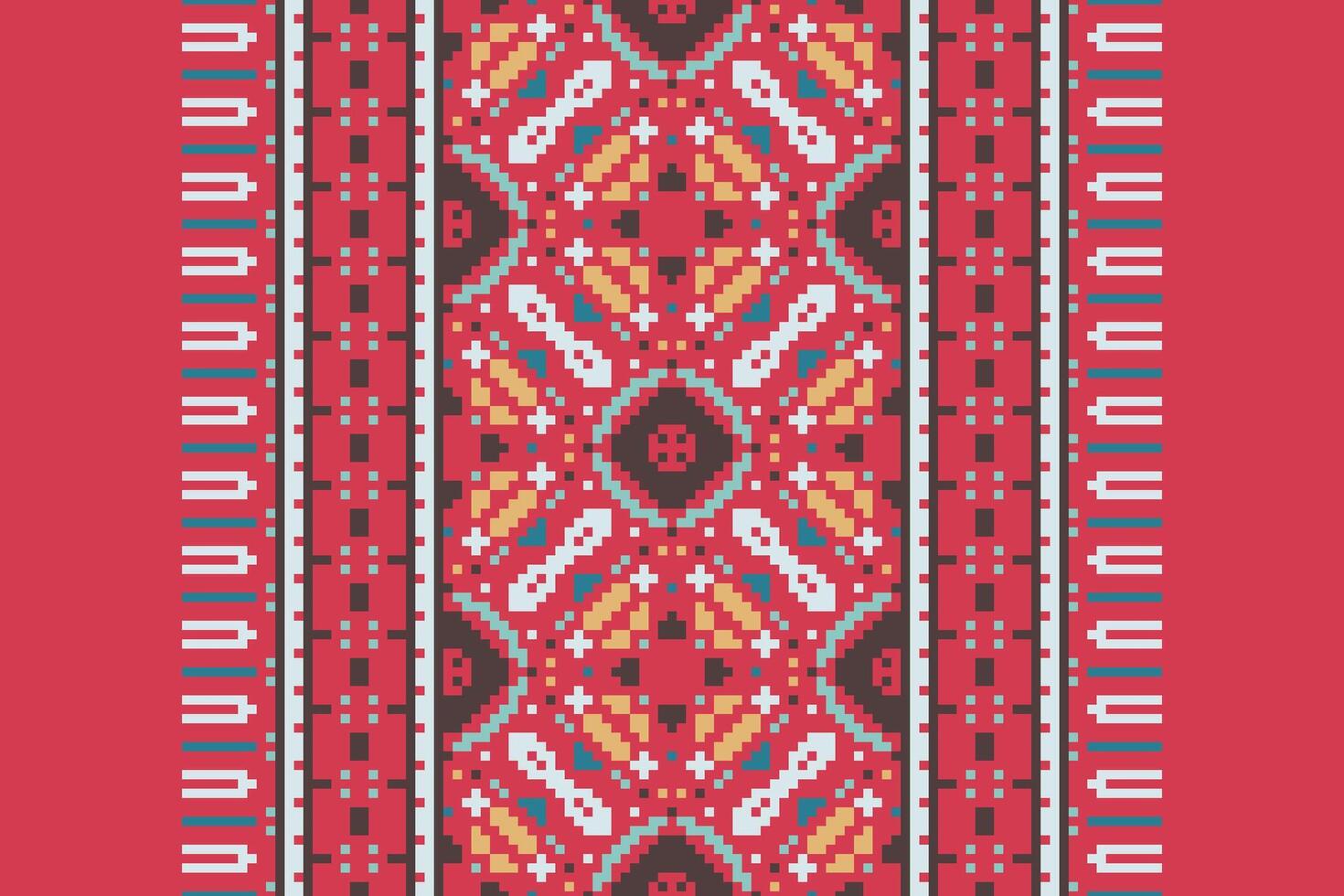Plazo pattern Seamless Scandinavian pattern Motif embroidery, Pixel Ikat embroidery Design for Print figure tribal ink on cloth patola sari vector