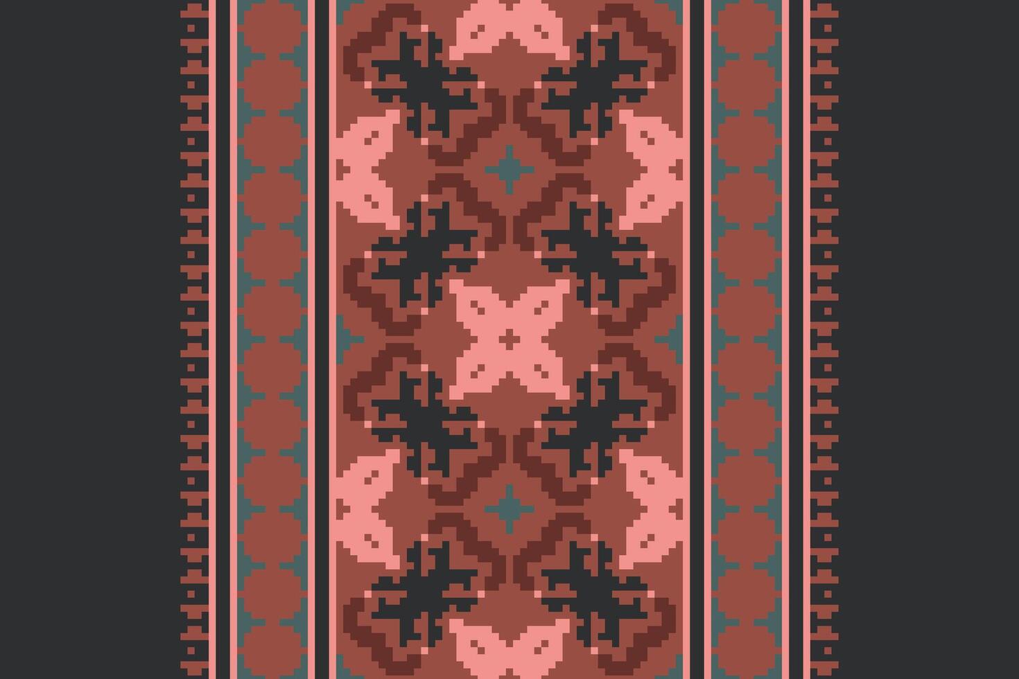 Kurti Pattern Seamless Scandinavian pattern Motif embroidery, Pixel Ikat embroidery Design for Print egyptian pattern tibetan mandala bandanna vector