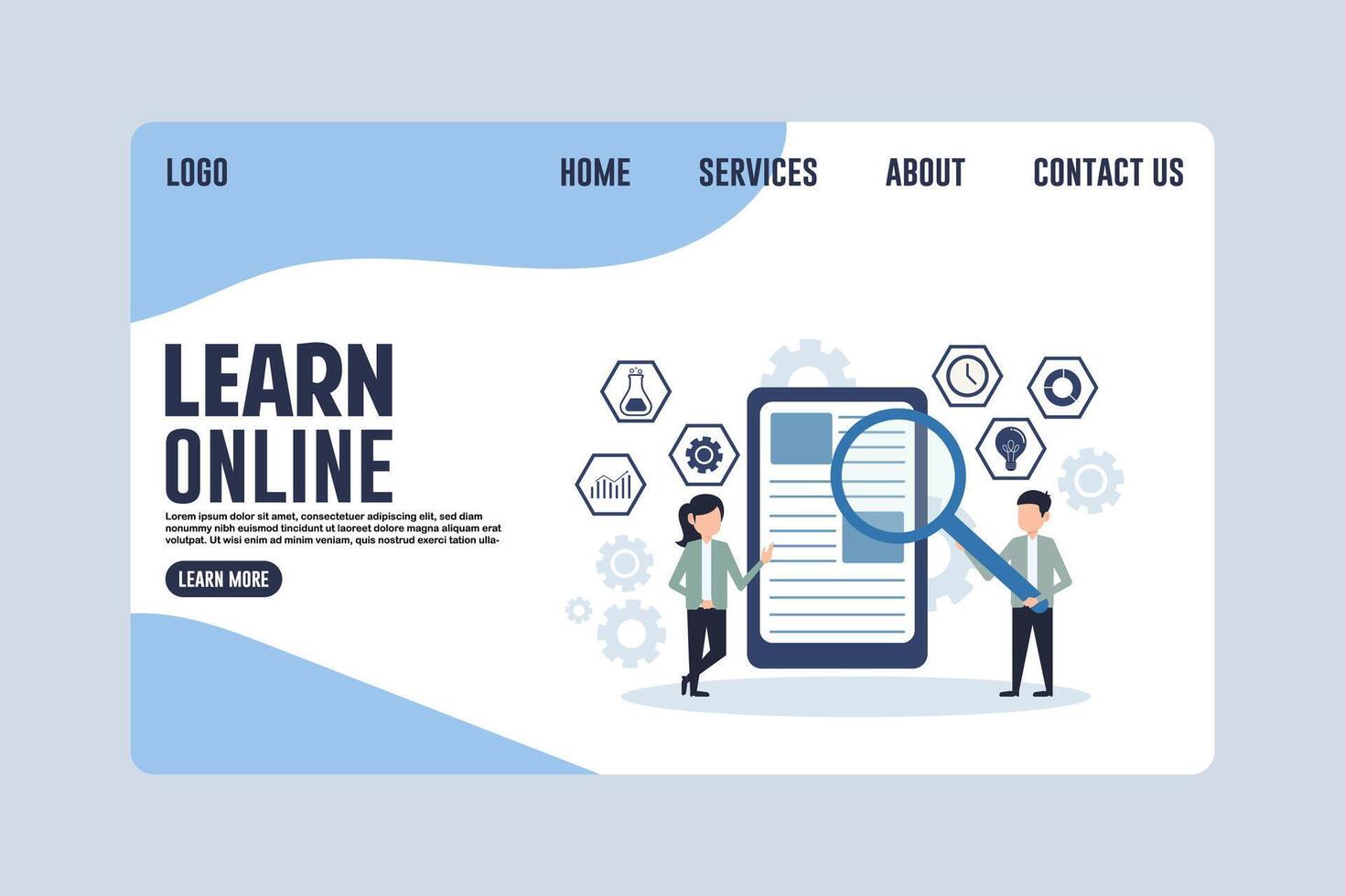 Online Learning Home Page Design Concept Illustration vector
