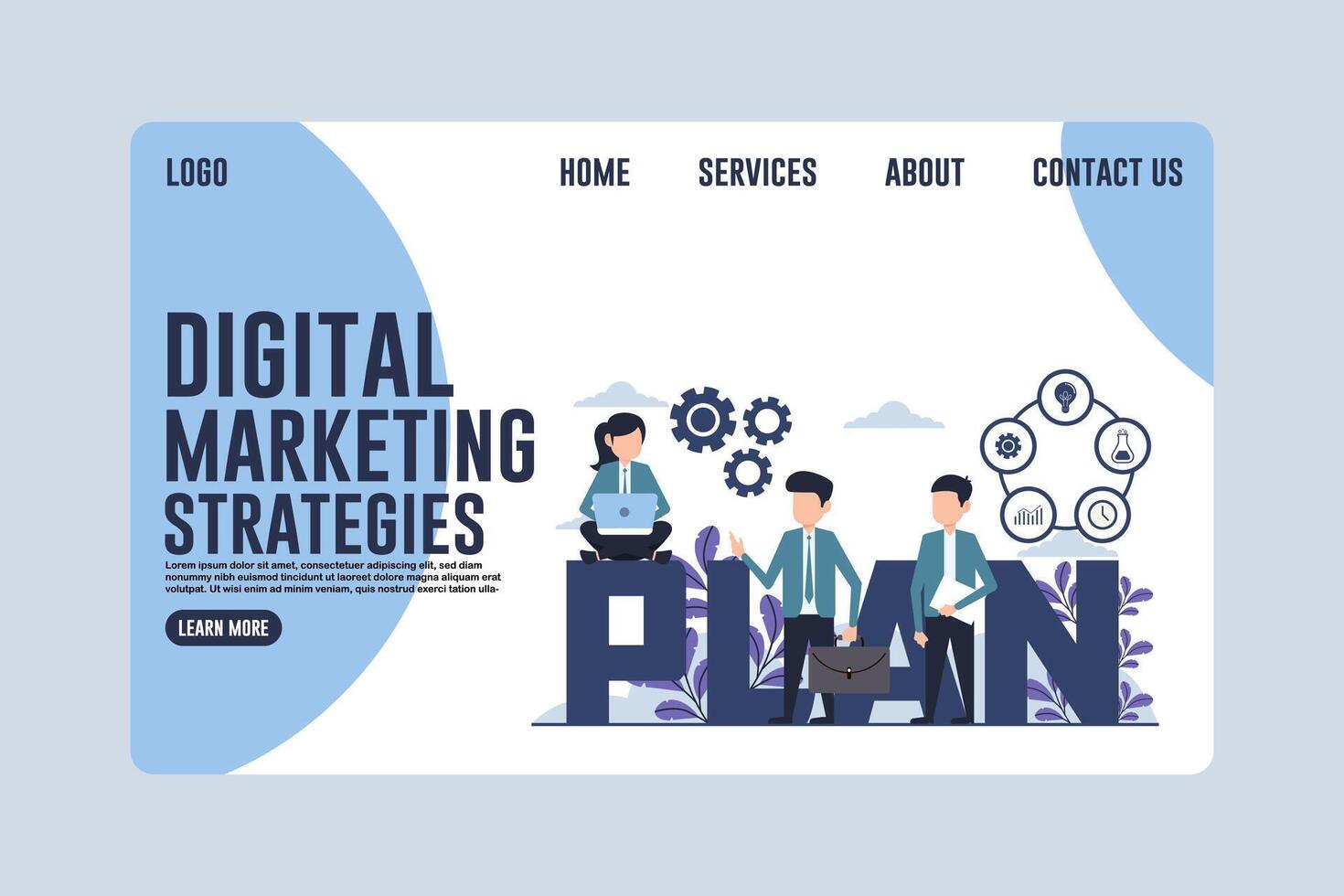 Landing Page Digital Marketing Strategies Concept Design Illustration vector