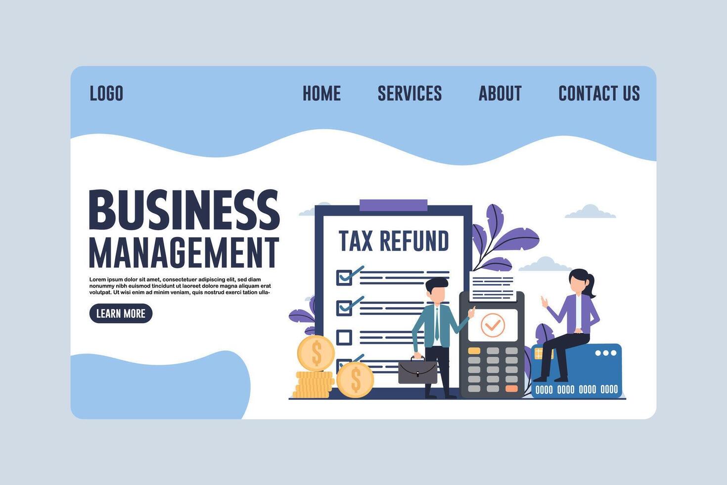 Landing Page Business Management Design Concept Illustration vector