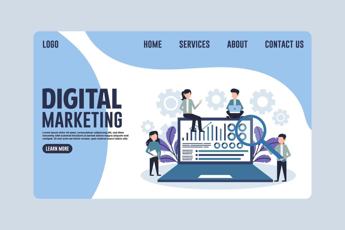 Digital Marketing Landing Page Design Concept Illustration vector