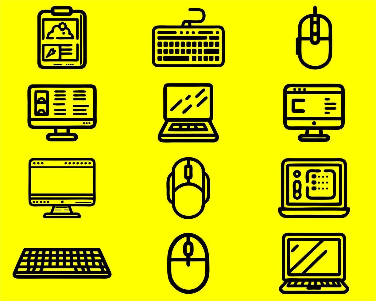 Bundle of various Desktop thing icons. vector