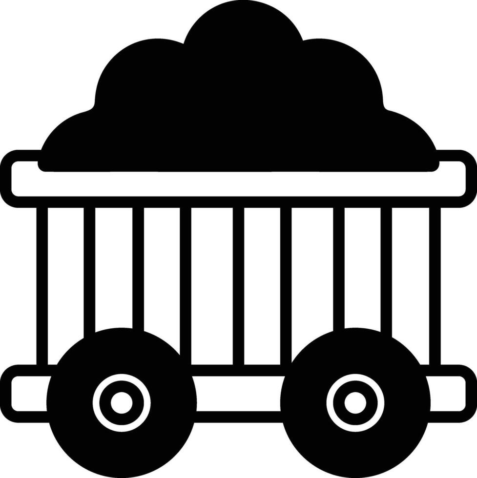 A black and white drawing of a train car with a pile of coal in it vector