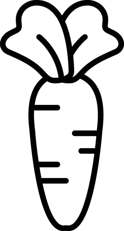 A carrot is shown in a black and white drawing vector