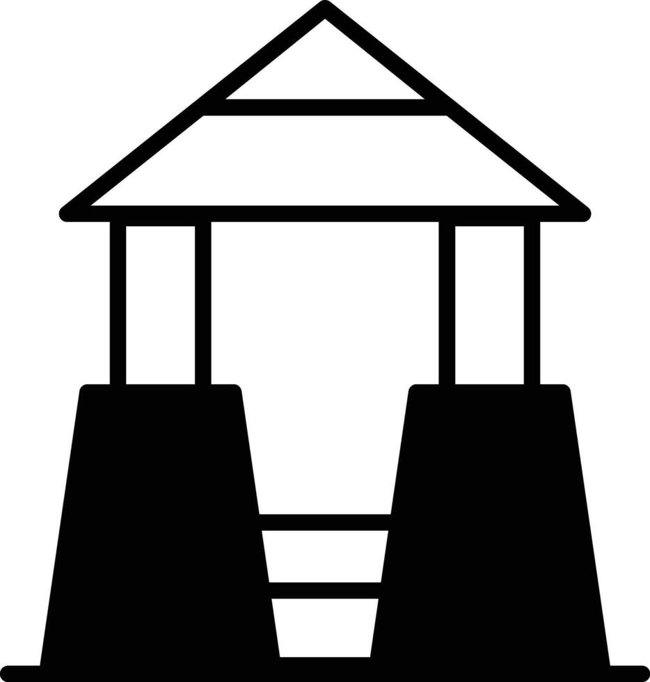 A black and white drawing of a house with a roof vector