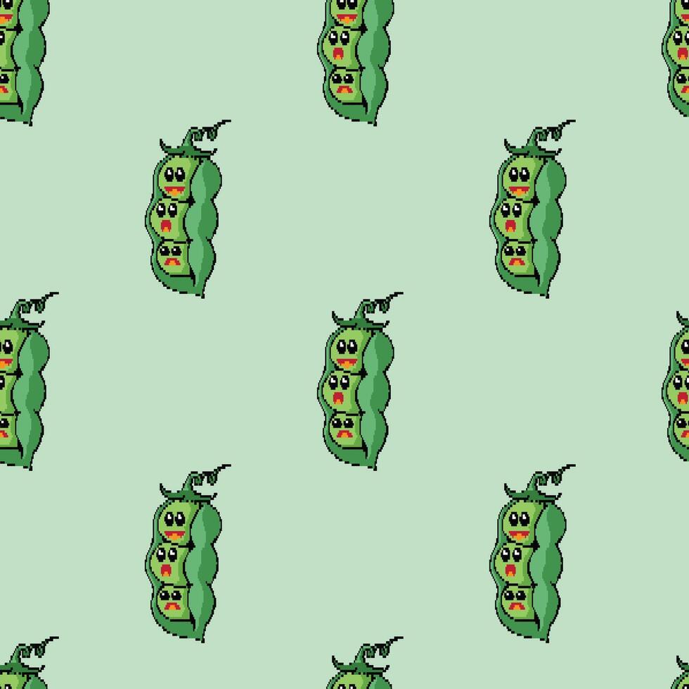 peas retro pixel art seamless pattern vector