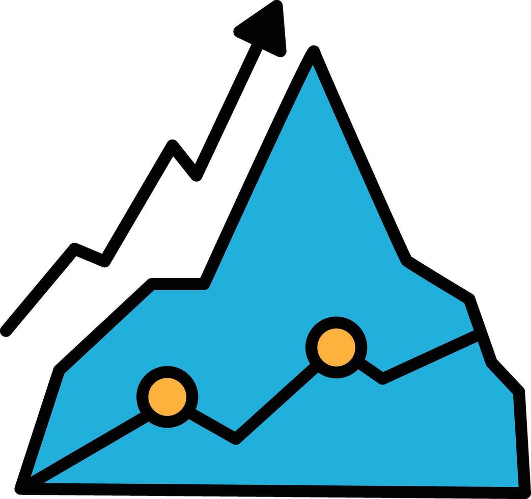 A graph with a circle in the middle and a mountain range in the background vector