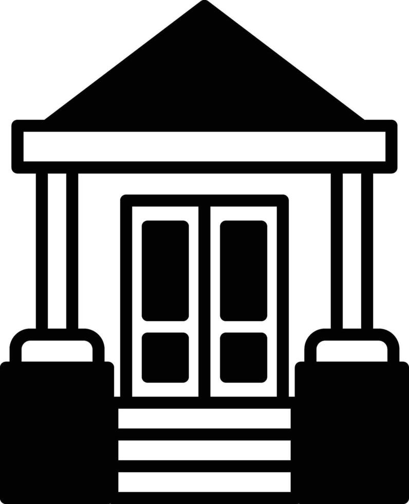 A black and white drawing of a house with a porch vector