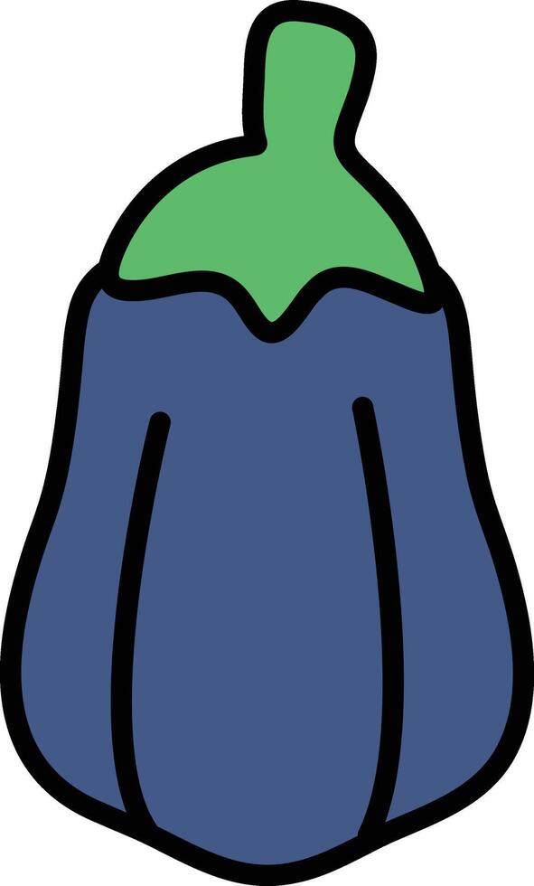 A cartoon drawing of a blue eggplant with a green stem vector