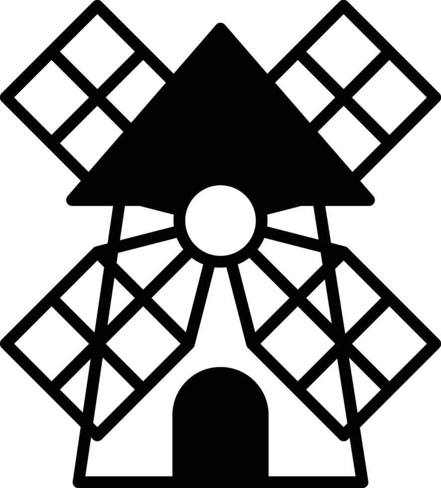 A windmill with a black and white color scheme vector