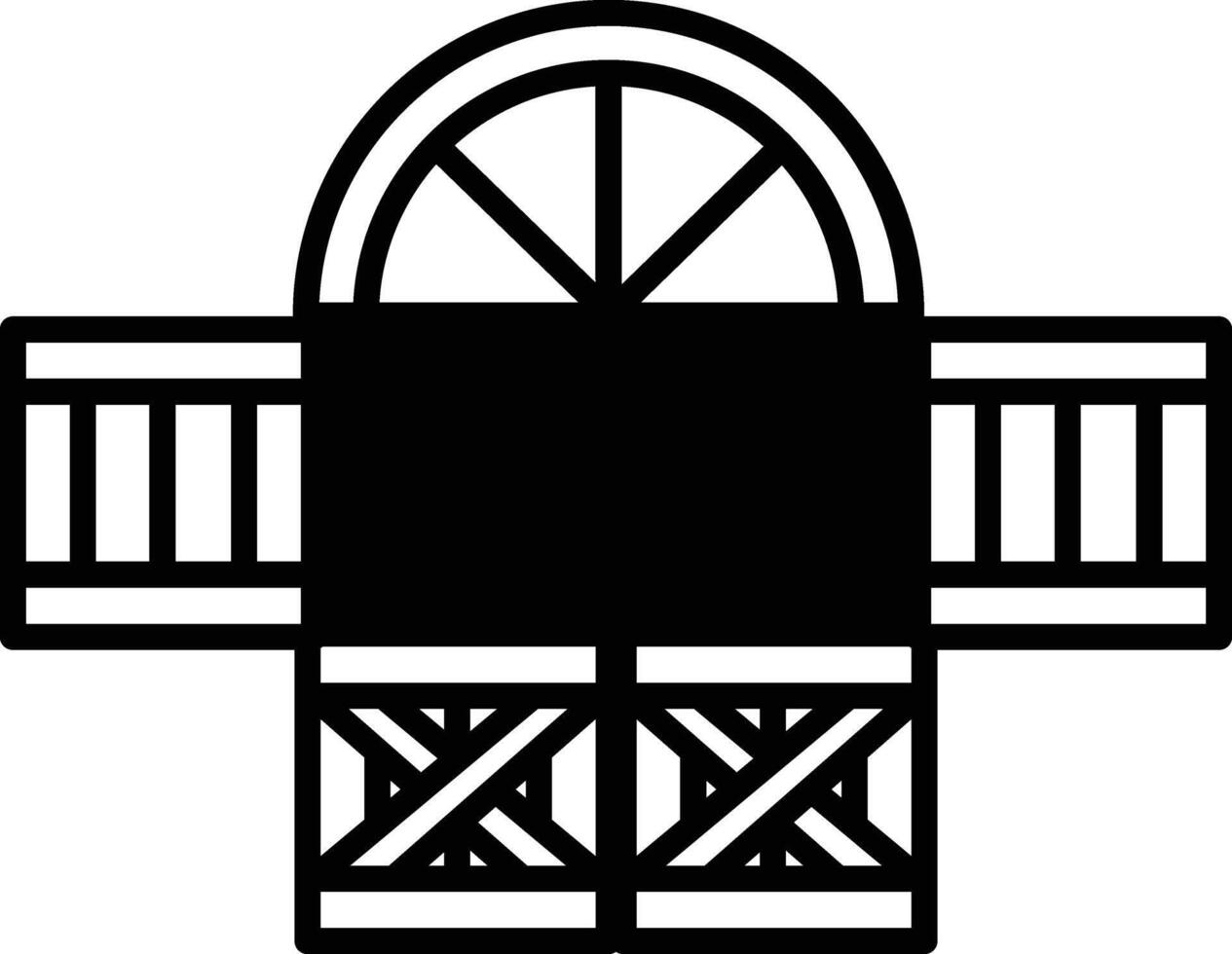 A black and white drawing of a barn with a window and a black board vector