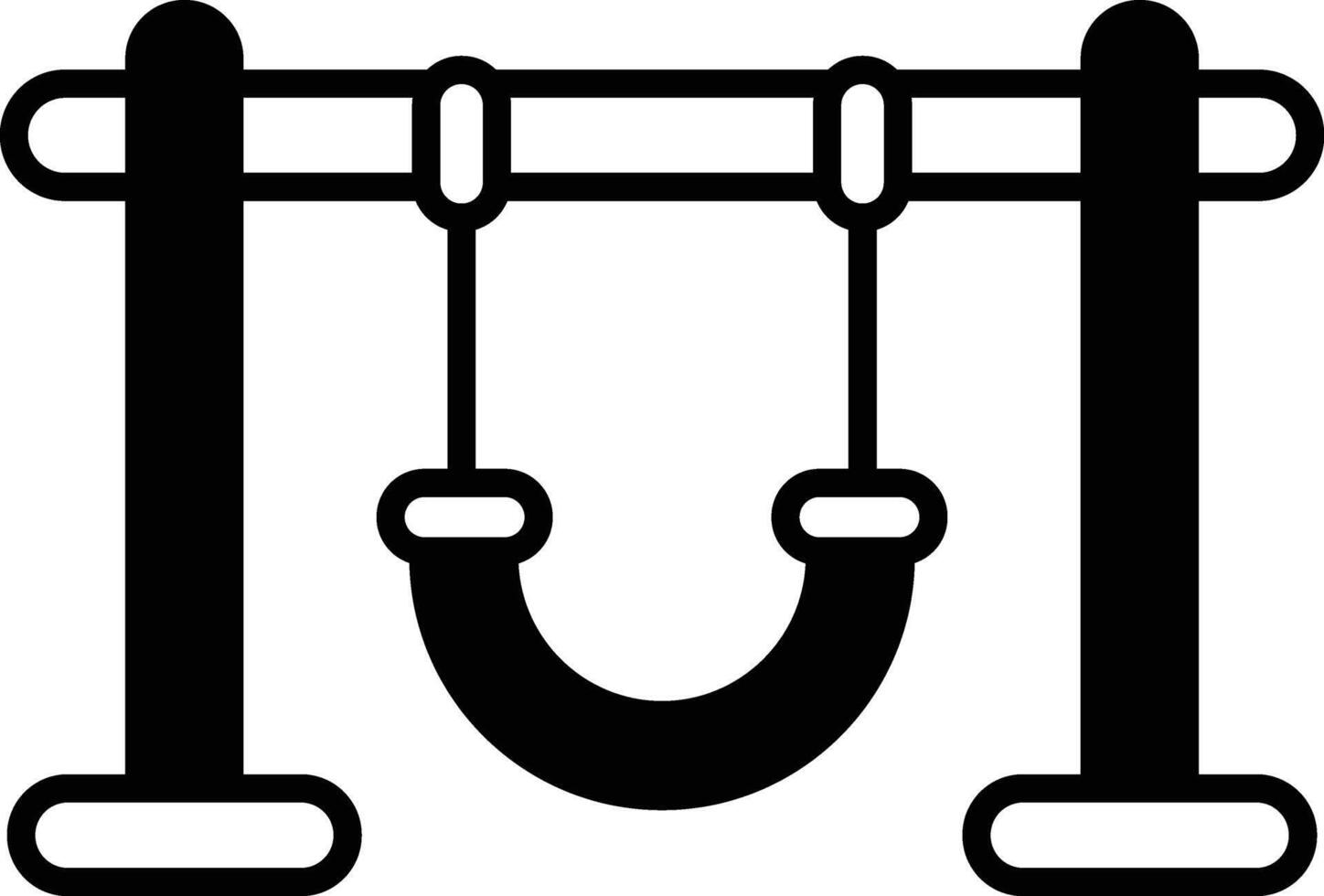 A black and white image of a swing set vector