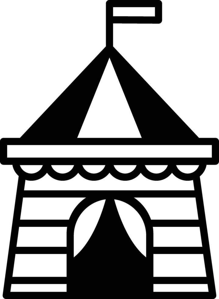 A black and white drawing of a circus tent vector