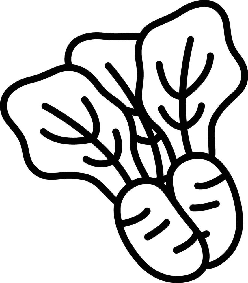 Radish icon in white and black style. vector