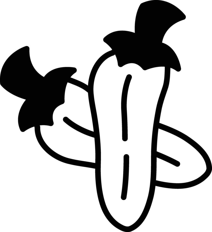 Two peppers are drawn in black and white vector