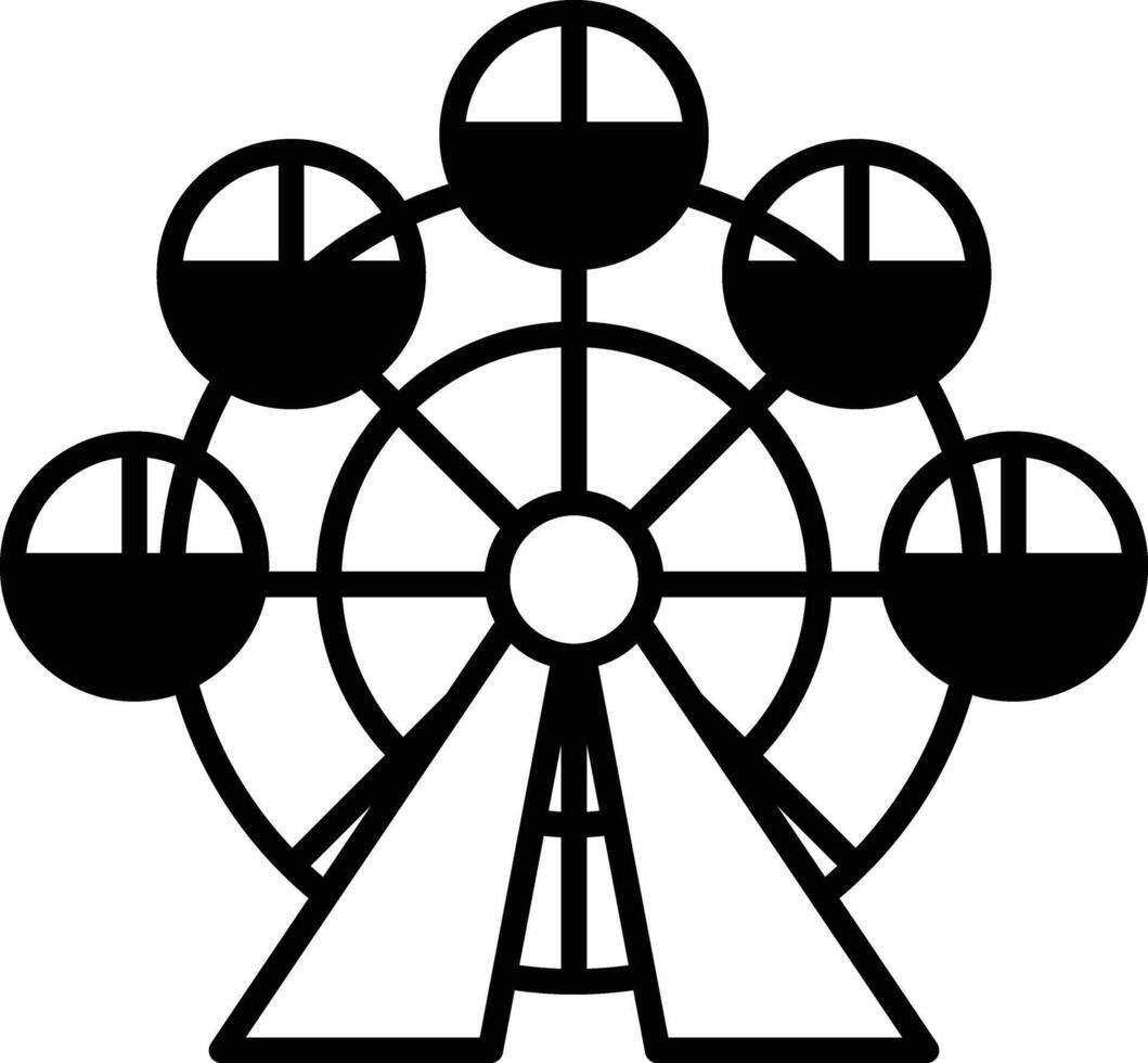 black and white drawing of a merry go round vector