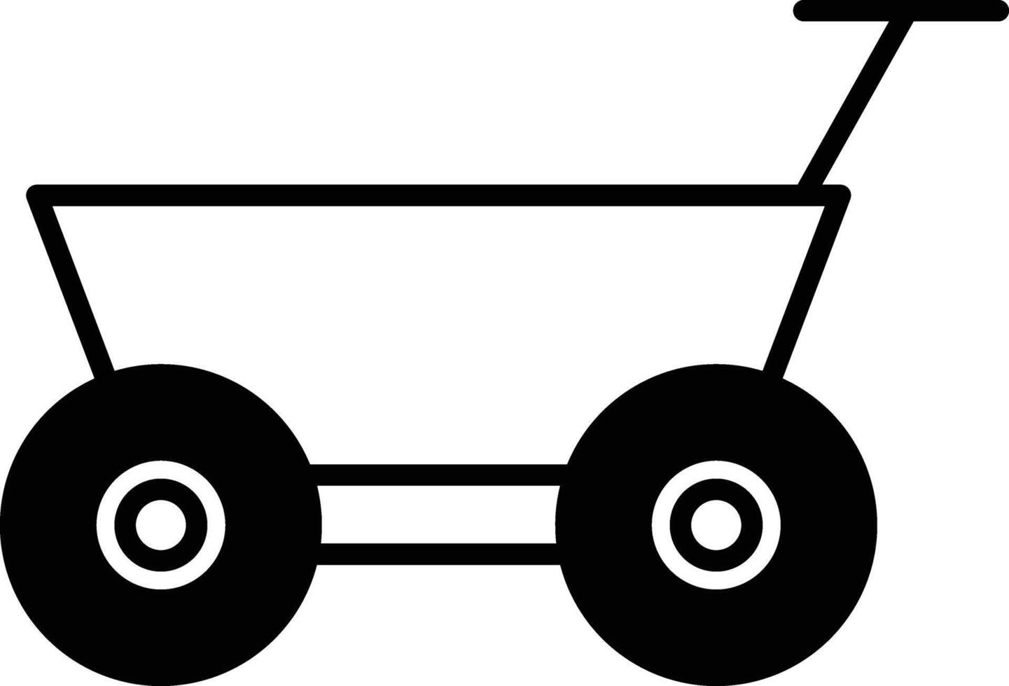 A black and white drawing of a wheelbarrow vector