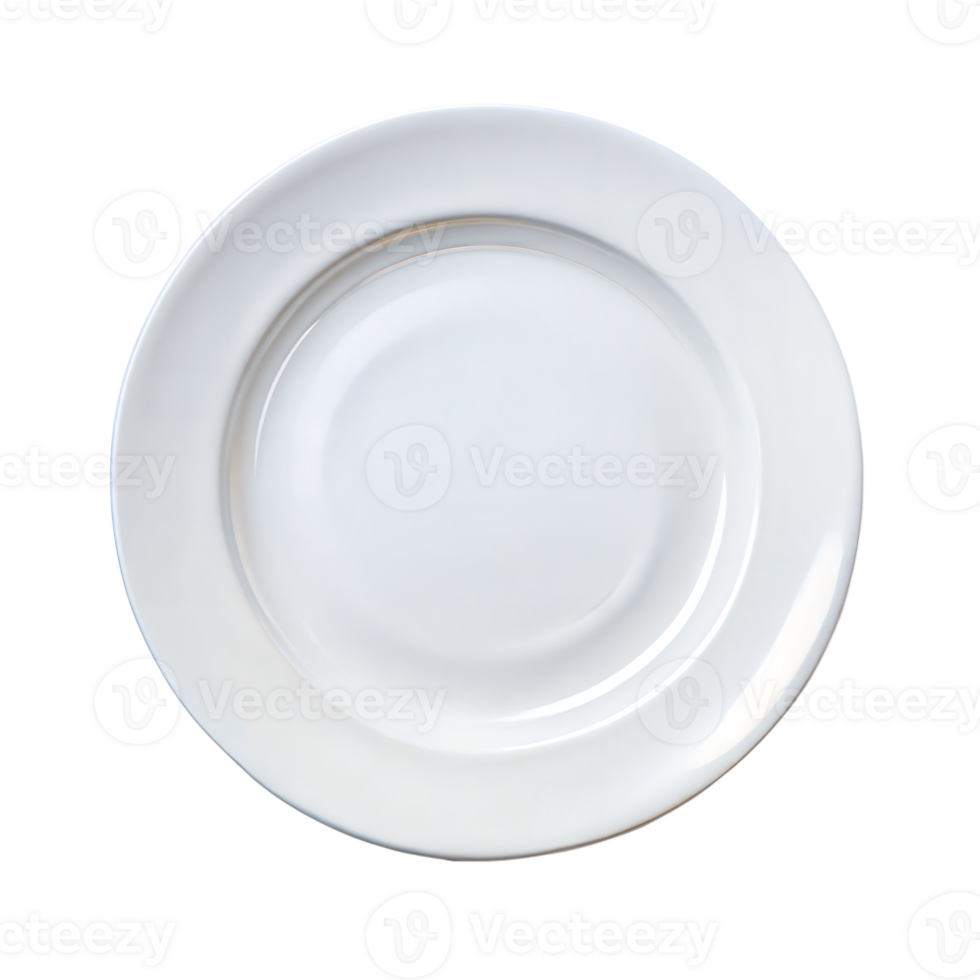 Simple round white plate on transparent background png