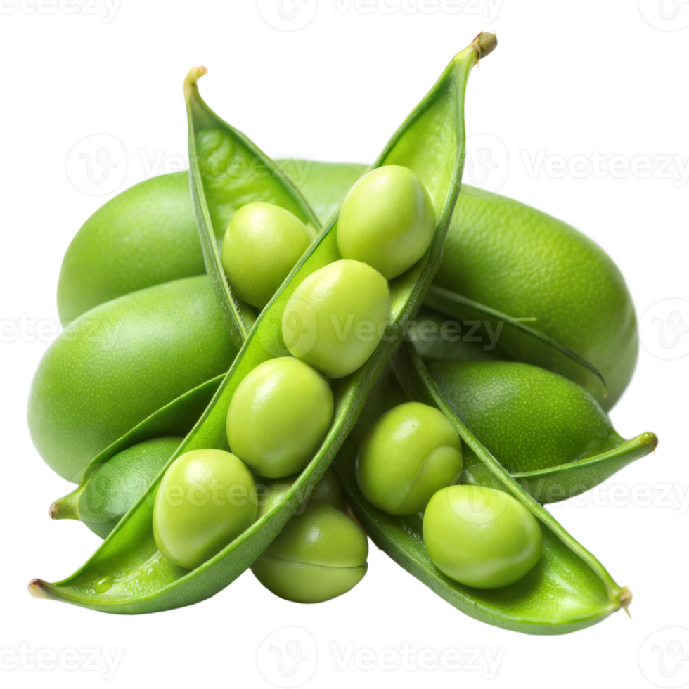 Fresh green peas in pods on a transparent background png