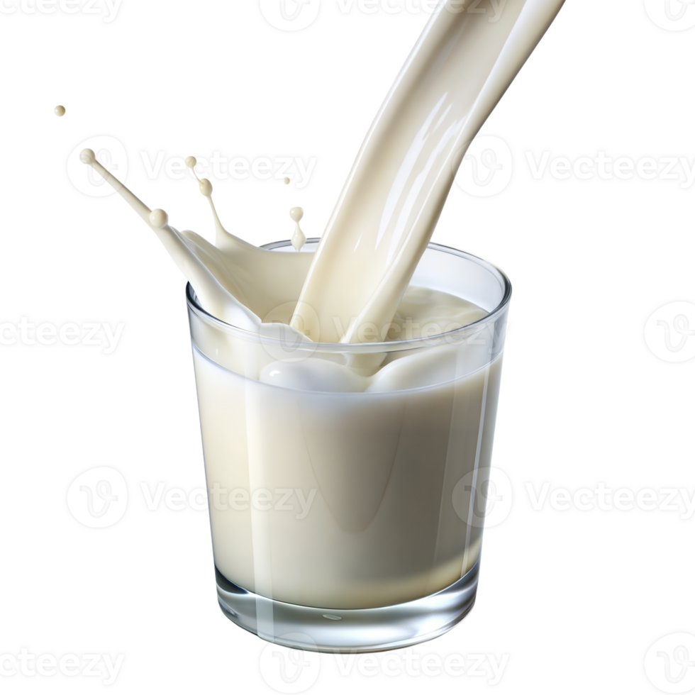 Milk splashing into a glass on a transparent background png