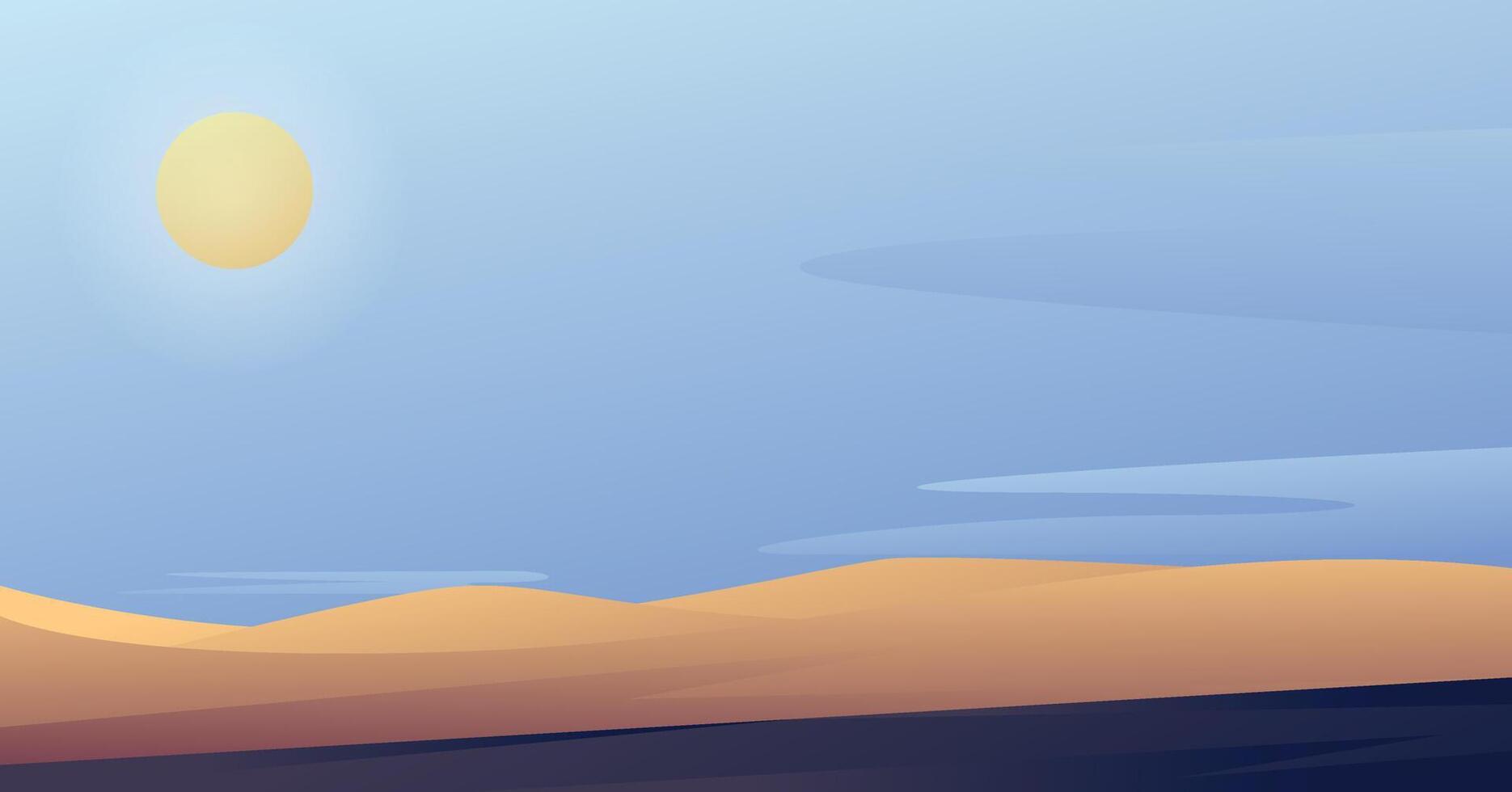 Desert landscape illustration. sand dunes view vector