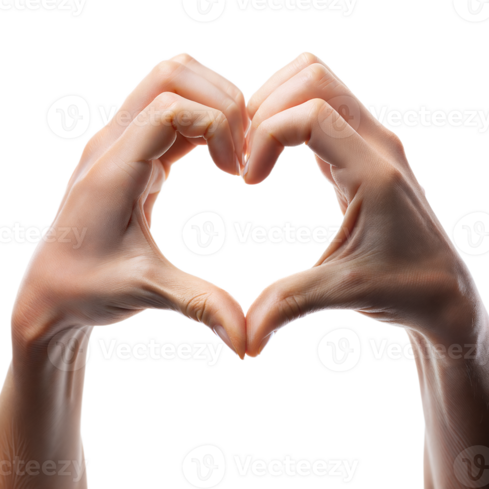 Hands forming heart shape on transparent background png