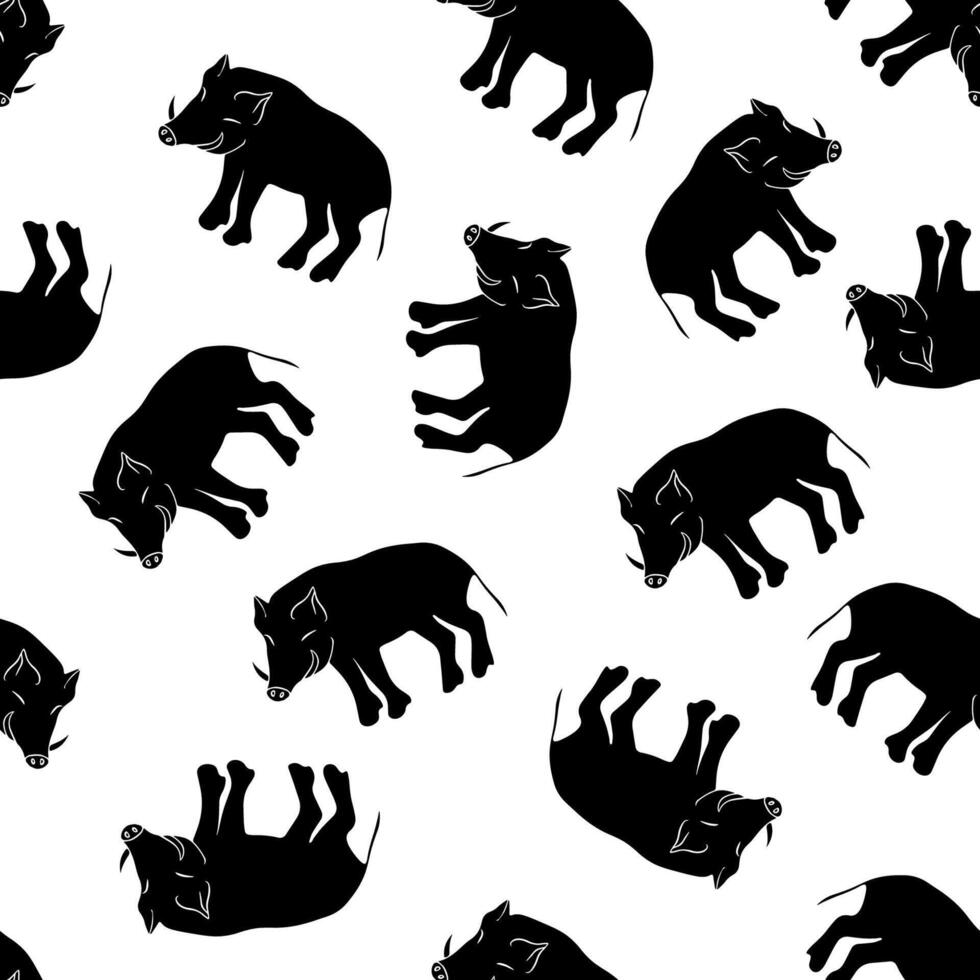 Illustration of pattern with wild boars. vector