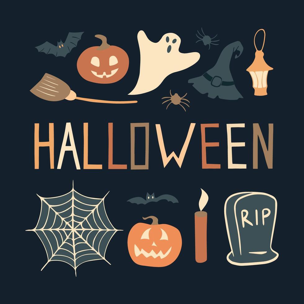 A set for the celebration of Halloween. vector