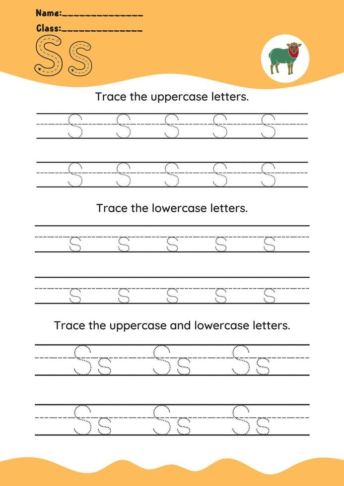hand drawn letter tracing A TO Z for kids hand practicing vector