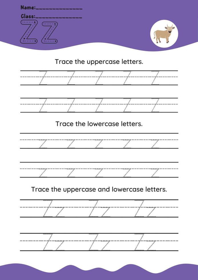 hand drawn letter tracing A TO Z for kids hand practicing vector