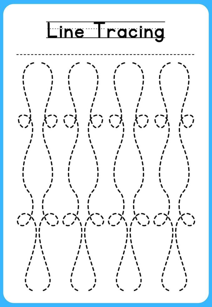 HAND DRAWN LNE TRACING PRACTICE FOR KIDS vector