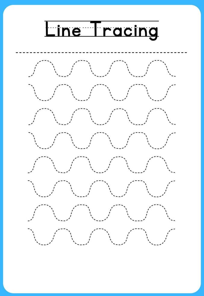 HAND DRAWN LNE TRACING PRACTICE FOR KIDS vector