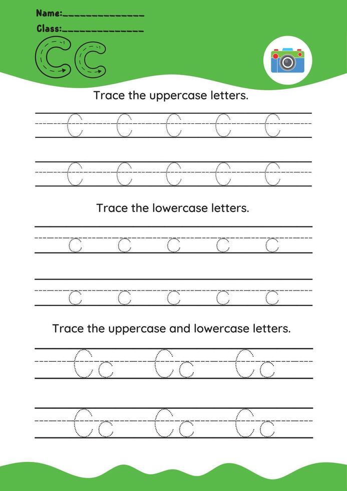 hand drawn letter tracing A TO Z for kids hand practicing vector