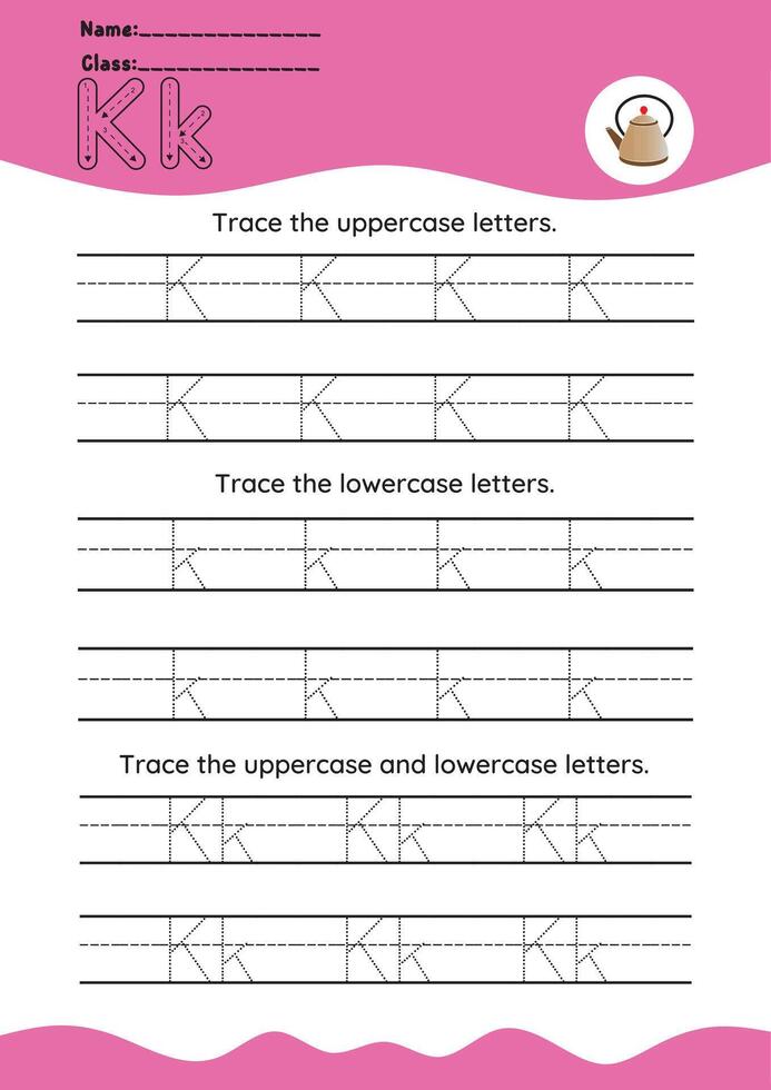 hand drawn letter tracing A TO Z for kids hand practicing vector