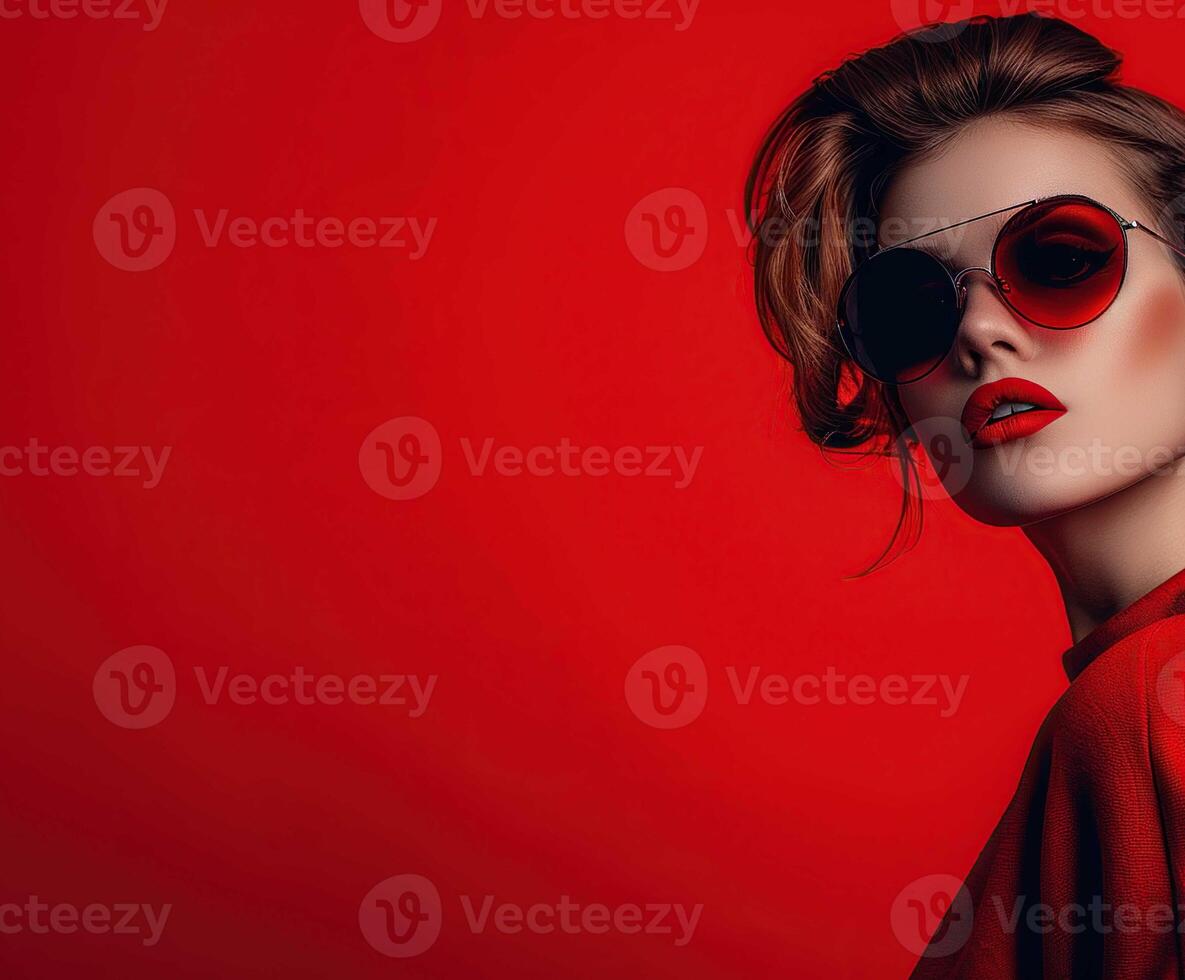 Female Model Wearing Sunglasses photo