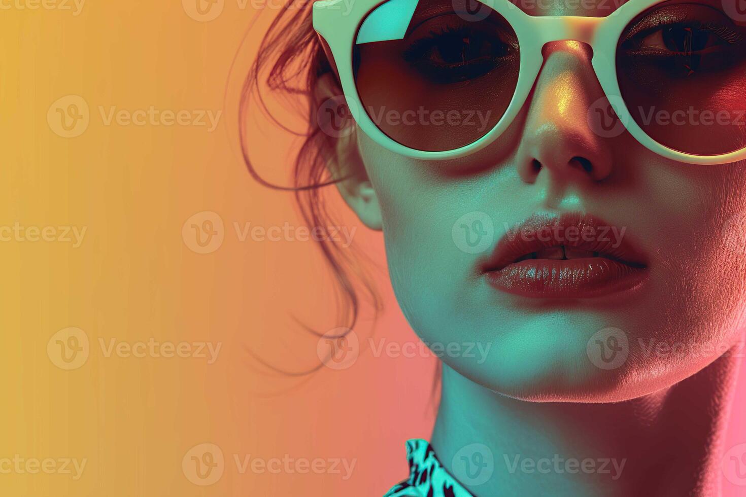 Female Model Wearing Sunglasses photo