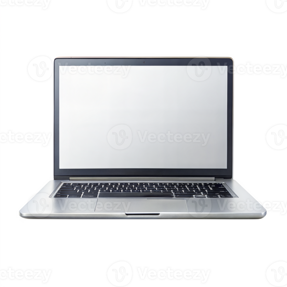Modern laptop with blank screen on transparent background png