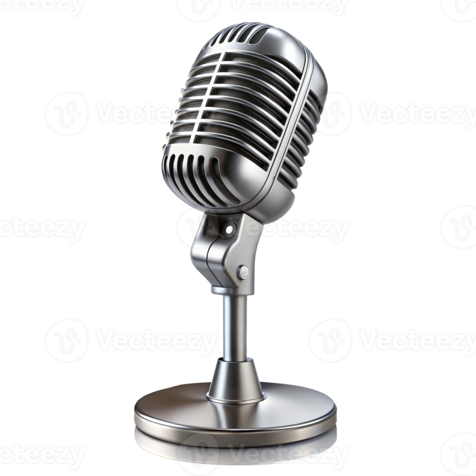 Vintage retro style microphone on transparent background png