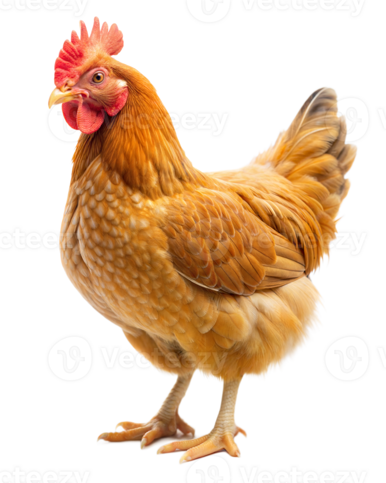 Brown chicken standing on a transparent background png