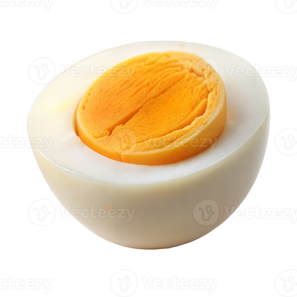 Close-up of a sliced boiled egg on transparent background png