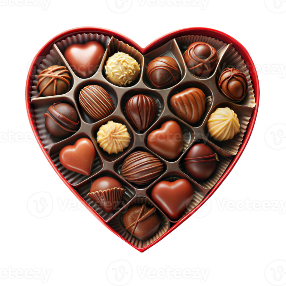 Heart-shaped box of assorted chocolates for Valentine's Day gift png