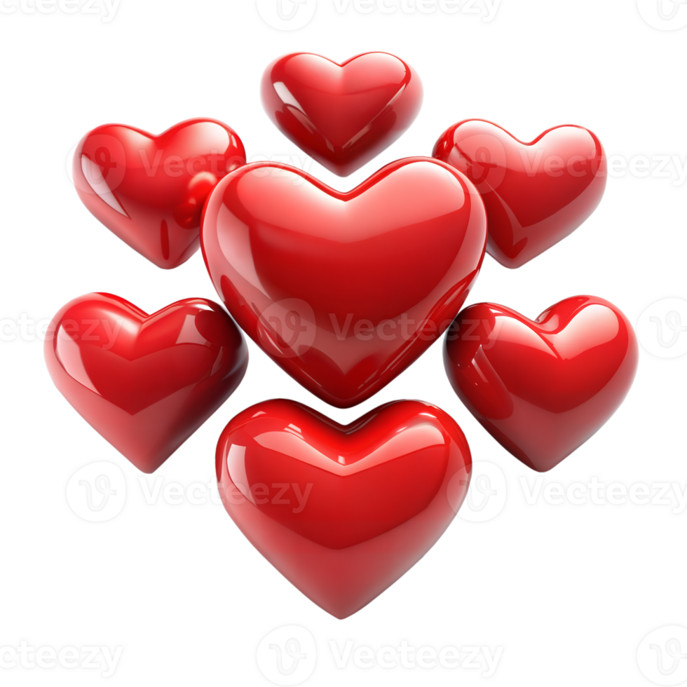 Shiny red heart shapes symbolizing love and romance png