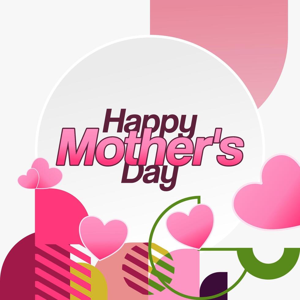 Mother's Day banner. Modern geometric abstract square background in colorful style for world Mother's Day. Greeting card cover with text Happy Mother's Day vector