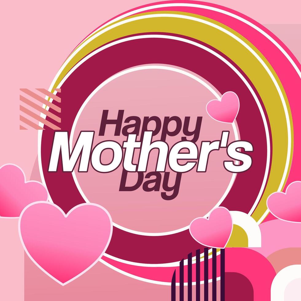 Mother's Day banner. Modern geometric abstract square background in colorful style for world Mother's Day. Greeting card cover with text Happy Mother's Day vector