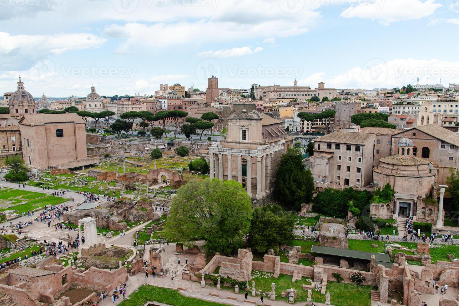 Aerial View of the Historic Roman Forum, Italy photo