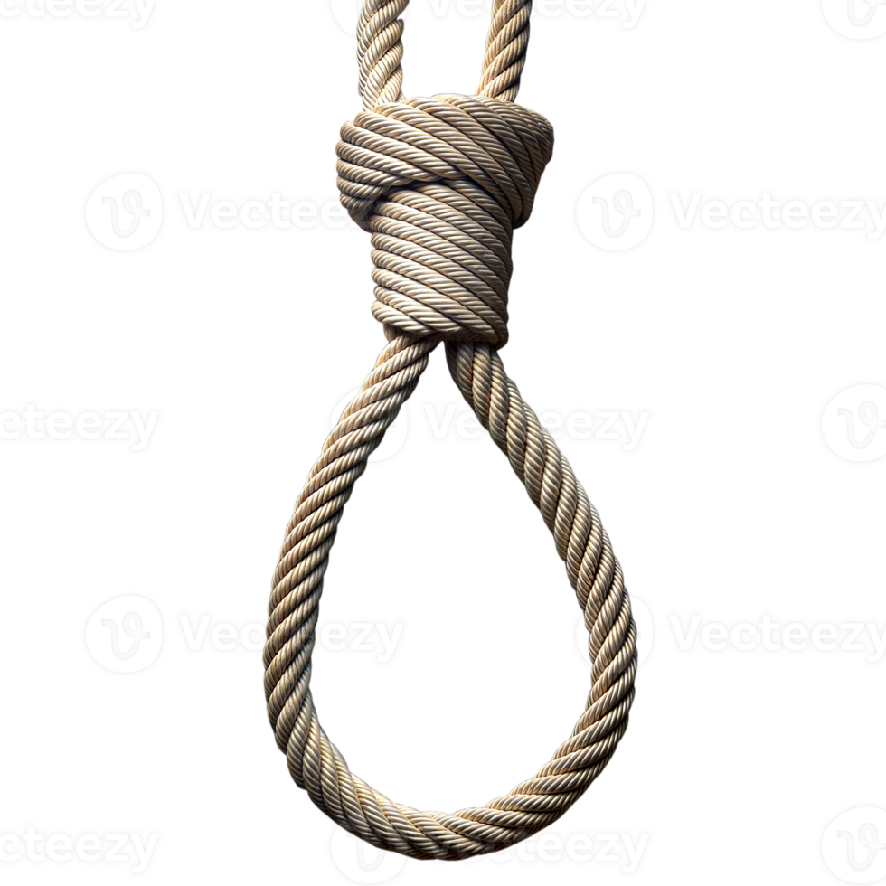 Close-up of a hangman's noose on a transparent background png